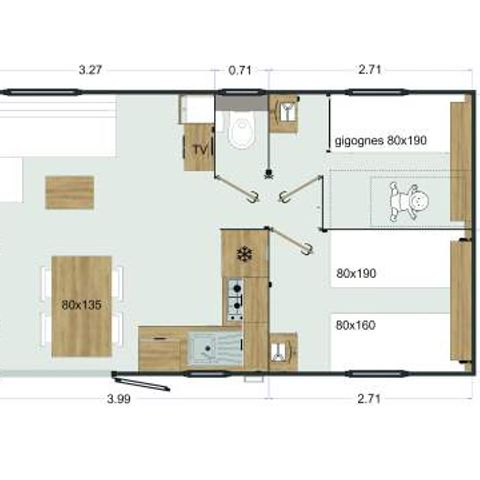 MOBILHOME 4 personnes - Premium 2ch. avec spa (33m²)