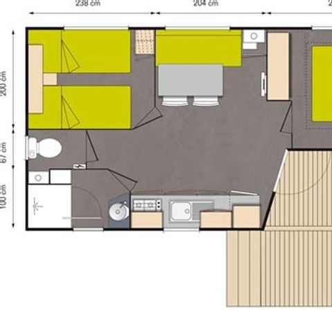 MOBILHEIM 4 Personen - "Bambus" 2 Zimmer