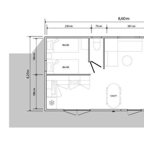 MOBILHOME 4 personas - Cottage Mahaut Prestige - 32m² - 2 habitaciones, Cuarto de ducha XXL, Refinamiento y modernidad