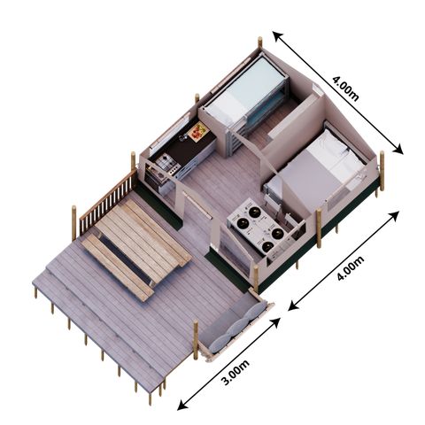 TENTE TOILE ET BOIS 4 personnes - Safari Salguer