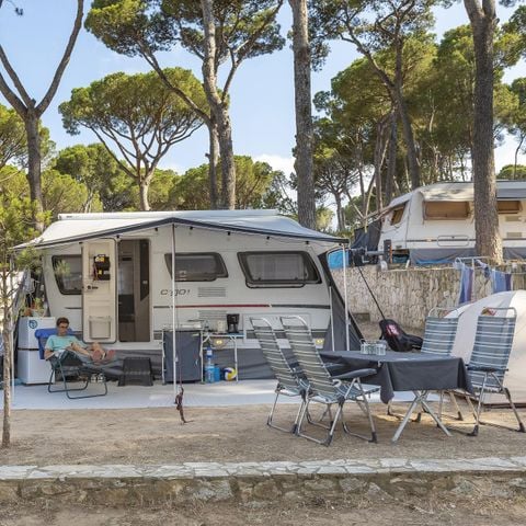 STAANPLAATS - Standaard Comfort standplaats (60-75m2): auto + caravan of camper of tent + elektriciteit