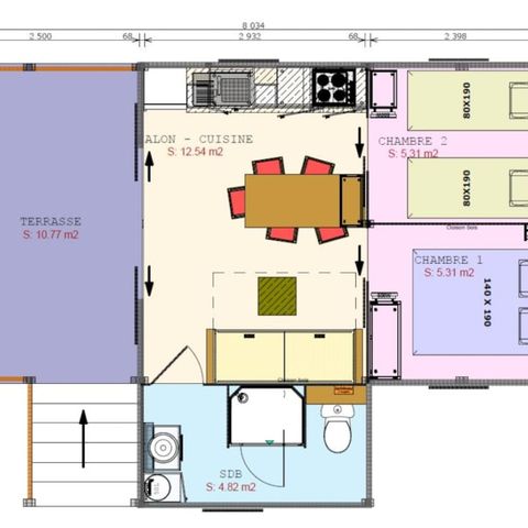 UNUSUAL ACCOMMODATION 5 people - Cosyflower Premium 38m² (2 bedrooms) + TV + dishwasher + bed linen + towels + covered terrace 4/5 pers.