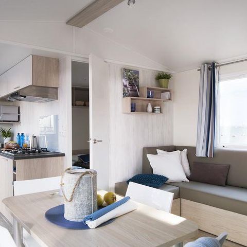 MOBILHOME 5 personas - remium 30m² (2 habitaciones) + terraza cubierta 10m² + sábanas + toallas + LV + TV 4/5 pers.