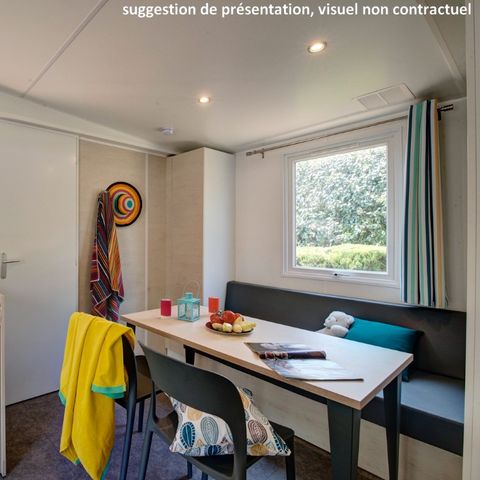 Mobilheim 6 Personen - Premium 30.5m² (3 Schlafzimmer) + KLIMA + halbüberdachte Terrasse + TV + Bettwäsche + Handtücher 6/7 Pers.