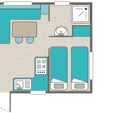 Stacaravan 4 personen - Mobile-home | Comfort XL | 2 slaapkamers | 4 pers. | Verhoogd terras | Airconditioning.