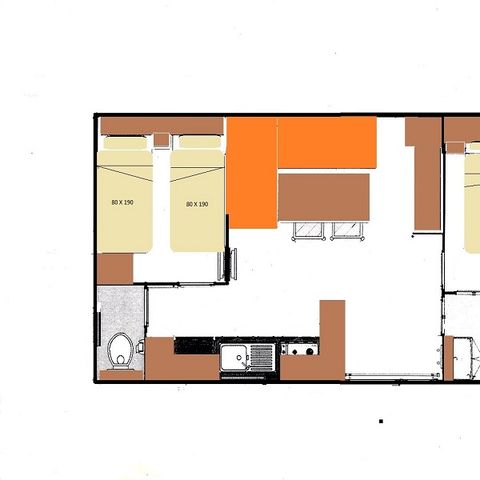 Mobilheim 5 Personen - Mobilheim Grand Large Clim 2 Zimmer