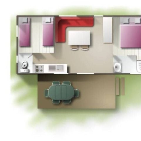 Stacaravan 4 personen - Klassieke stacaravan met 2 slaapkamers voor 4 personen, 32 m² (model 2019)