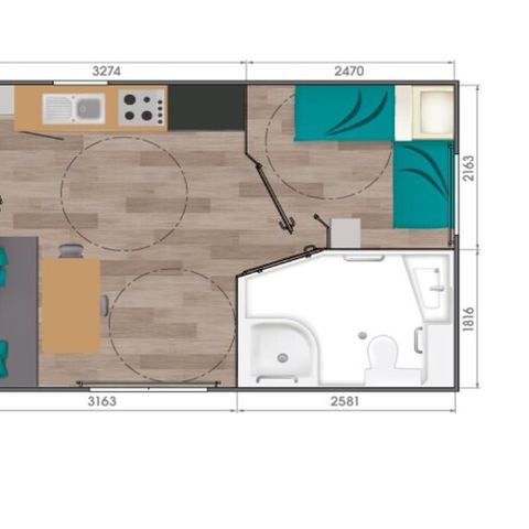 MOBILHEIM 4 Personen - Mobilheim Komfort + 2 Zimmer 4 Personen PMR