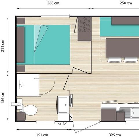 Stacaravan 2 personen - STANDAARD 20 M2