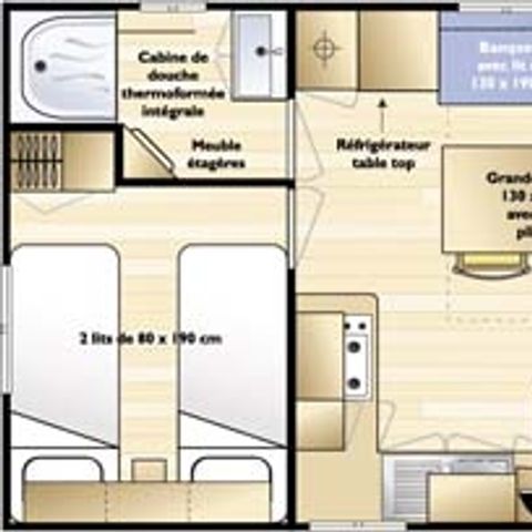 MOBILHOME 6 personnes - STANDARD TITANIA + TV Dimanche