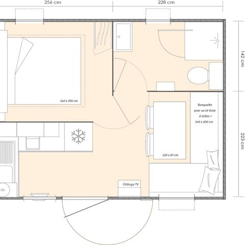 MOBILE HOME 3 people - Lodge Confort 1 room 2/3 P