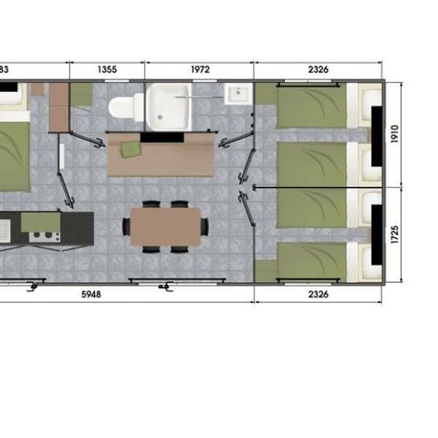 MOBILHOME 6 personnes - Mobil home Confort Plus - 3 ch - grande terrasse semi-couverte