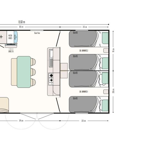 Stacaravan 6 personen - Confort 33m² 3bed (2023)