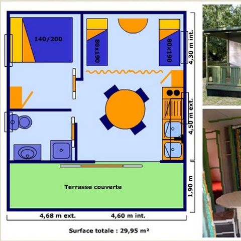 BUNGALOW 4 Personen - ECO (ohne Mikrowelle)