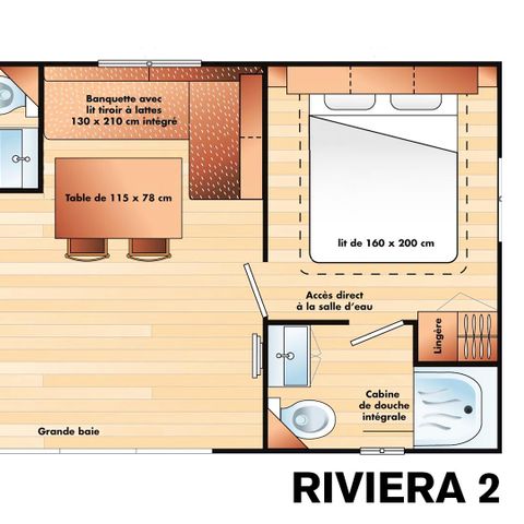 MOBILHOME 6 personnes - 3 Pièces 6 Personnes Climatisé + TV  (4 adultes + 2 enfants de - de 12 ans max)