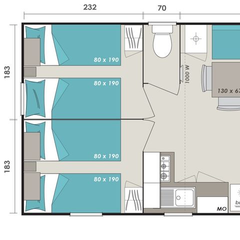 MOBILHOME 8 personnes - Mobil-home | Comfort XL | 3 Ch. | 6/8 Pers. | Terrasse Couverte | Clim.