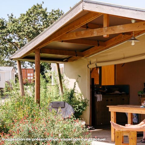 CANVAS AND WOOD TENT 6 people - Cabane Cotton Toilée 35m² (3 bedrooms) + TV + Covered terrace