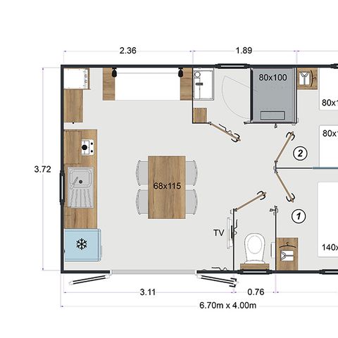 CASA MOBILE 4 persone - Casa mobile CABANE 2ch 4 Pers