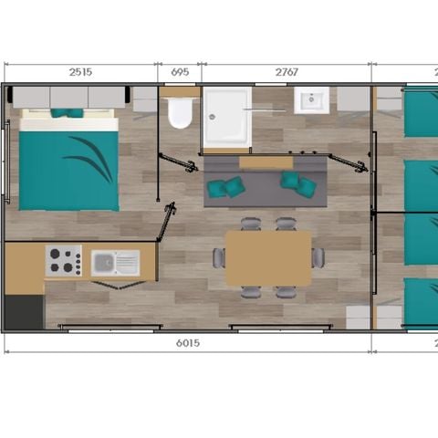 Stacaravan 6 personen - Premium 3-slaapkamer stacaravan voor 6 personen