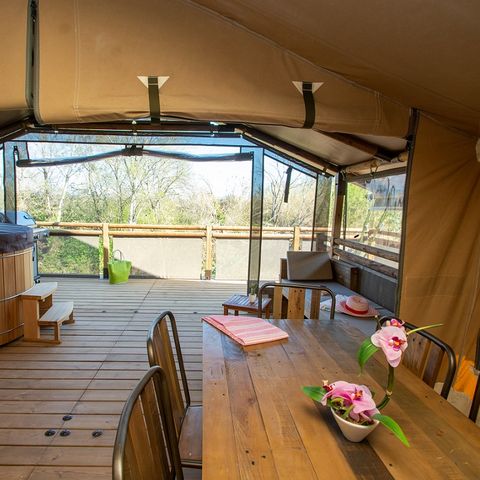 TENDA IN TELA E LEGNO 7 persone - Lodge Kenya Premium + bagno nordico