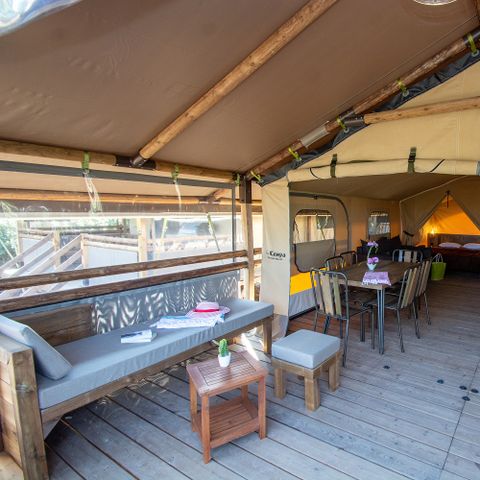 TENDA IN TELA E LEGNO 7 persone - Lodge Kenya Premium + bagno nordico