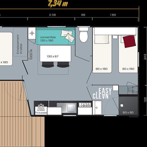 MOBILHOME 4 personas - Confort 22m² 2 habitaciones + terraza semicubierta sobre pilotes