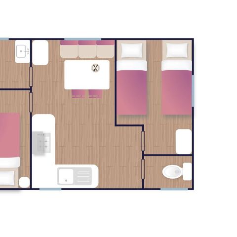 MOBILHOME 4 personas - Confort 24m² 2 habitaciones + terraza sobre pilotes