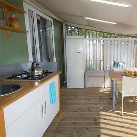 TENTE TOILE ET BOIS 5 personnes - Lodge hybride | 2 Ch. | 4/5 Pers. | 1 SDB | Clim.