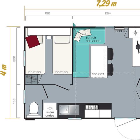 MOBILHOME 7 personas - Clásico de 4/7 plazas,