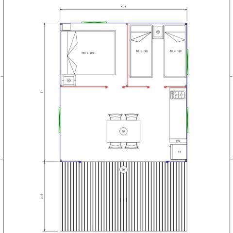 TIENDA DE LONA Y MADERA 4 personas - NUEVO// Woodlodge Comfort Tent 23m² (2bed - 4pers) - sin sanitarios