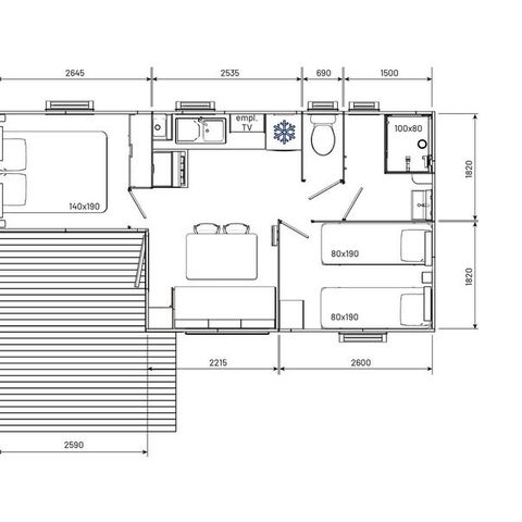 CASA MOBILE 4 persone - Casa mobile Ciela Confort Compact - 2 camere da letto