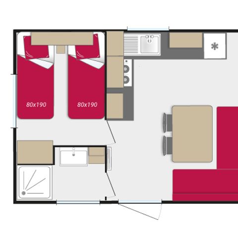 MOBILHOME 4 personas - CONFORT + 2 DORMITORIOS