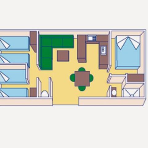 Stacaravan 8 personen - airconditioning - 3 slaapkamers