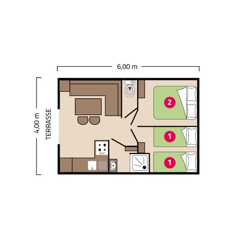 MOBILHOME 4 personnes - Palma Climatisation 4 personnes