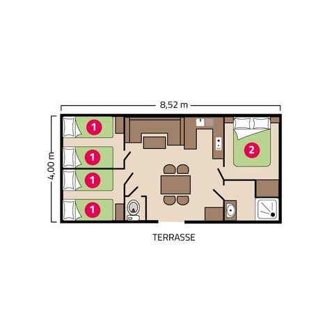 MOBILHOME 6 personnes - Famille 6 personnes