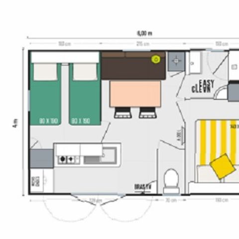 MOBILHEIM 4 Personen - Mobilheim Riviera 2 Zimmer mit überdachter Terrasse