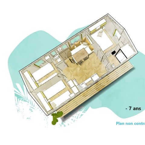 MOBILHEIM 6 Personen - Cottage Confort - Halbüberdachte Terrasse