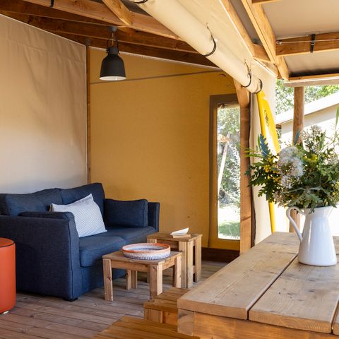 TENDA IN TELA E LEGNO 4 persone - Cabane Cotton Confort 32m² - 2 camere + terrazza coperta