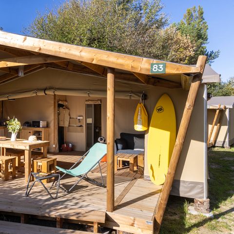 CANVAS AND WOOD TENT 4 people - Cabane Cotton Confort 32m² - 2 bedrooms + covered terrace