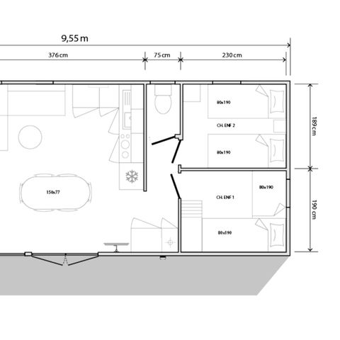 MOBILHEIM 6 Personen - PREMIUM "TERRE et FORET" - 35m² - 3 Schlafzimmer - überdachte Terrasse 23M²-Neuheit 2024
