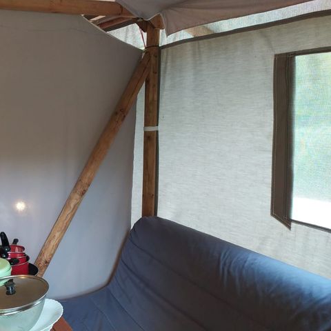 TENDA IN TELA E LEGNO 4 persone - Cabane Confort Lodge su palafitte 32m².