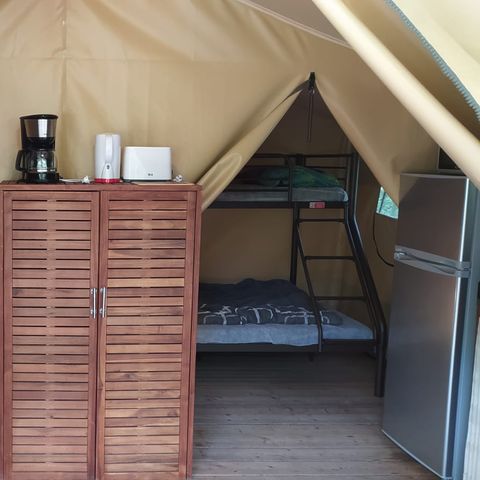 CANVAS AND WOOD TENT 4 people - Lodge on stilts Comfort+ 30m² (without sanitary facilities)