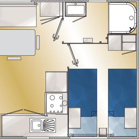 STACARAVAN 4 personen - Comfort 2 slaapkamers - terras