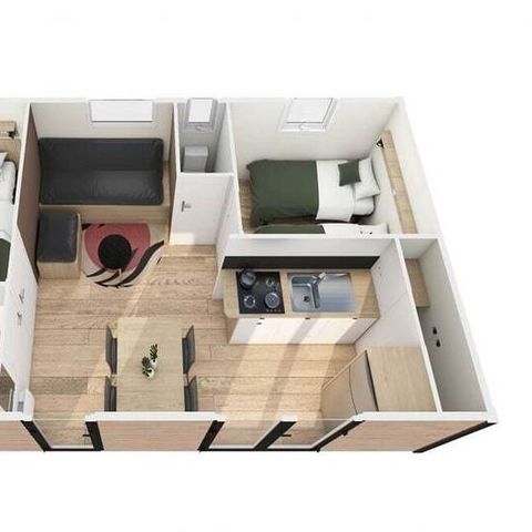 Stacaravan 4 personen - Confort+ 2 slaapkamers 4 personen