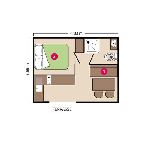 MOBILHOME 3 personas - Venus 2/3 personas