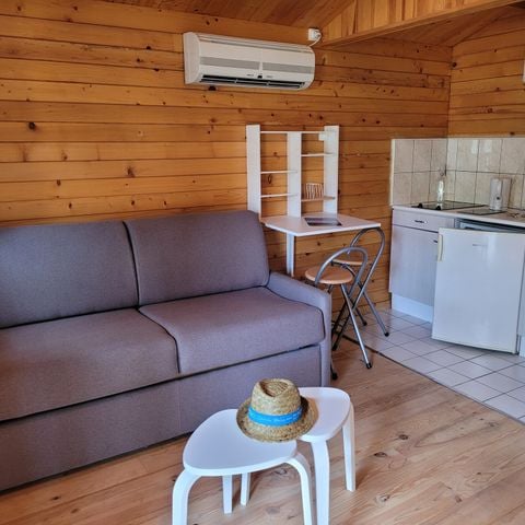 Chalet 2 personen - Hout met terras + airconditioning +TV 20m2