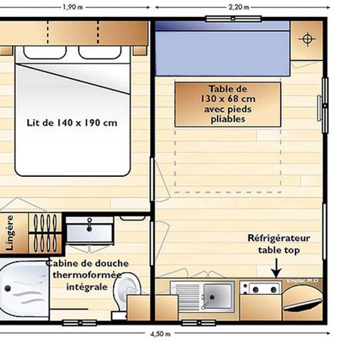 MOBILHOME 2 personas - Confort + 21m² 1 habitación