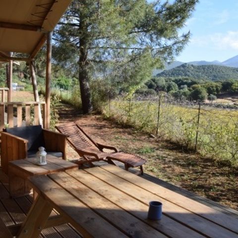 TENTE TOILE ET BOIS 8 personnes - Corsica Lodge, 3 chambres - arrivée le mercredi en haute saison