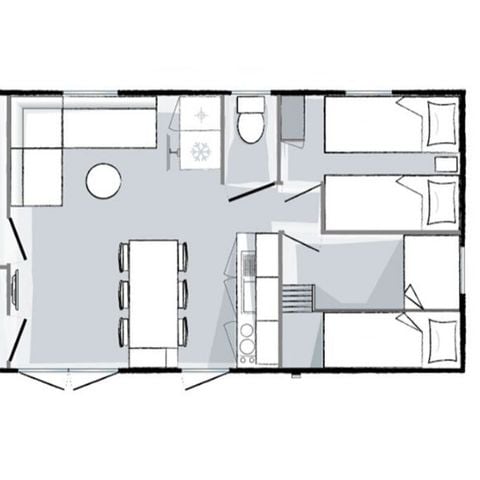 Stacaravan 6 personen - Premium 6 personen 3 slaapkamers 33m².