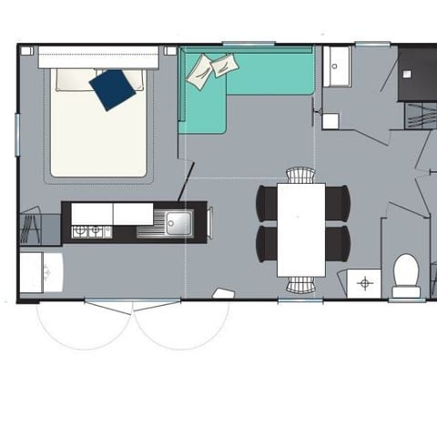 Stacaravan 8 personen - Loisir+ 8 personen 3 kamers 34m².